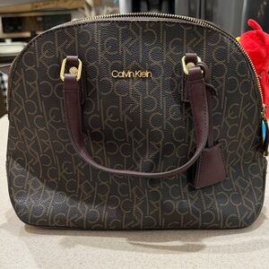 Calvin Klein Dark Brown Monogram Satchel
